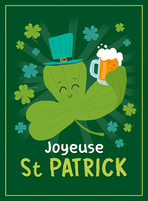 Carte religieux, saints et fêtes diverses St Patrick on trinque avec le trèfle